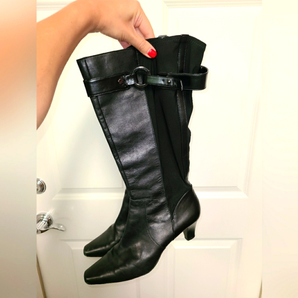 Nine West Kitten Mini Heel Black Boots Sz 10